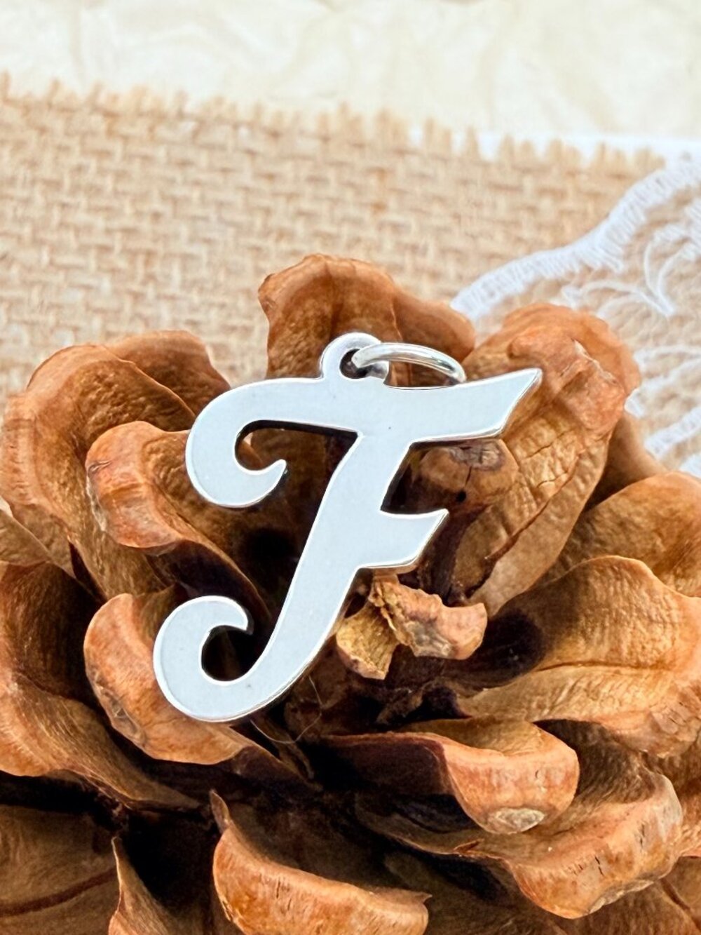 James Avery Large Script Initial F Charm Sterling Silver Letter Charm
